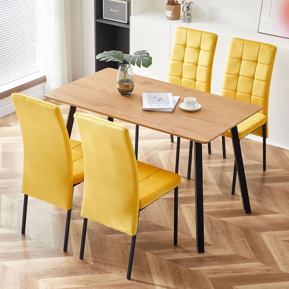 5 Pieces Dining Room Set for 4 with Chairs, 49" Rectangular Table with Engineered Wood Tabletop Wipe Clean& 4 Elegant Velvet
5 Pieces Dining Room Set for 4 with Chairs, 49" Rectangular Table with Engineered Wood Tabletop Wipe Clean& 4 Elegant Velvet