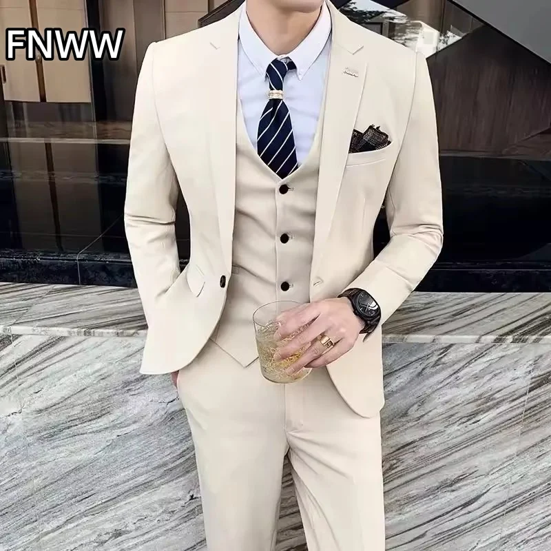 Groomsmen Suits Men 2026 (blazer+pants+Vest) Beige Men‘s Suits 3-Piece Notched Lapel Casual Tuxedos for Wedding
Groomsmen Suits Men 2026 (blazer+pants+Vest) Beige Men‘s Suits 3-Piece Notched Lapel Casual Tuxedos for Wedding