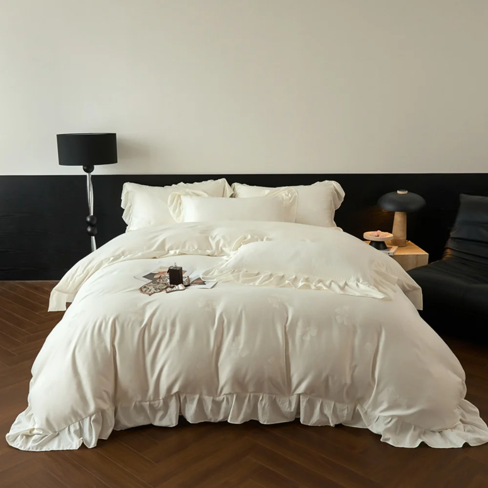 Princess Bedding Set Black White Duvet Cover Set Jacquard Butterfly Knot Printed Single Couple Quilt Cover Pillowcases Bed Linen
Princess Bedding Set Black White Duvet Cover Set Jacquard Butterfly Knot Printed Single Couple Quilt Cover Pillowcases Bed Linen