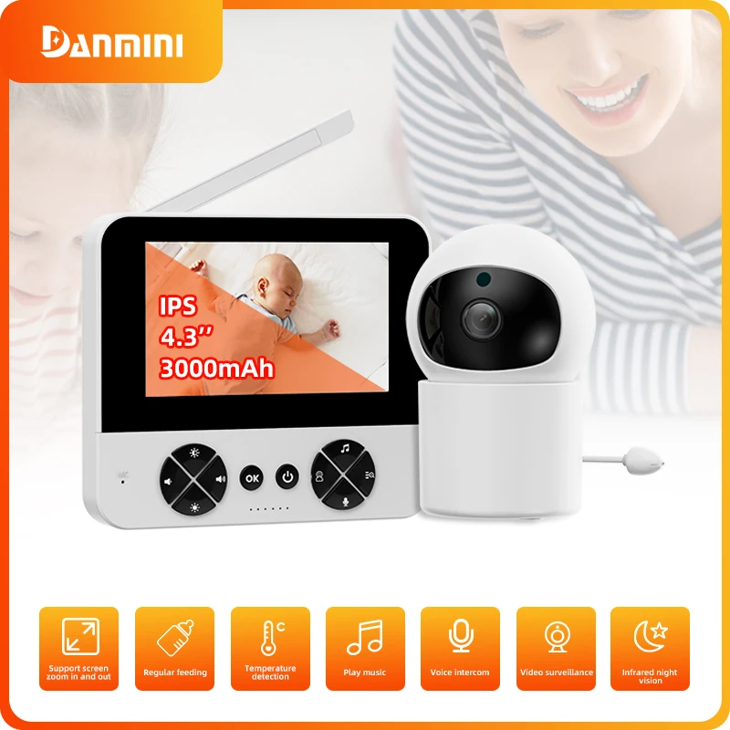 Danmini 4.3 Inch 720P Baby Monitor PTZ Control Infrared Night Vision Indoor Security Camera For Baby With Temperature Detection
Danmini 4.3 Inch 720P Baby Monitor PTZ Control Infrared Night Vision Indoor Security Camera For Baby With Temperature Detection