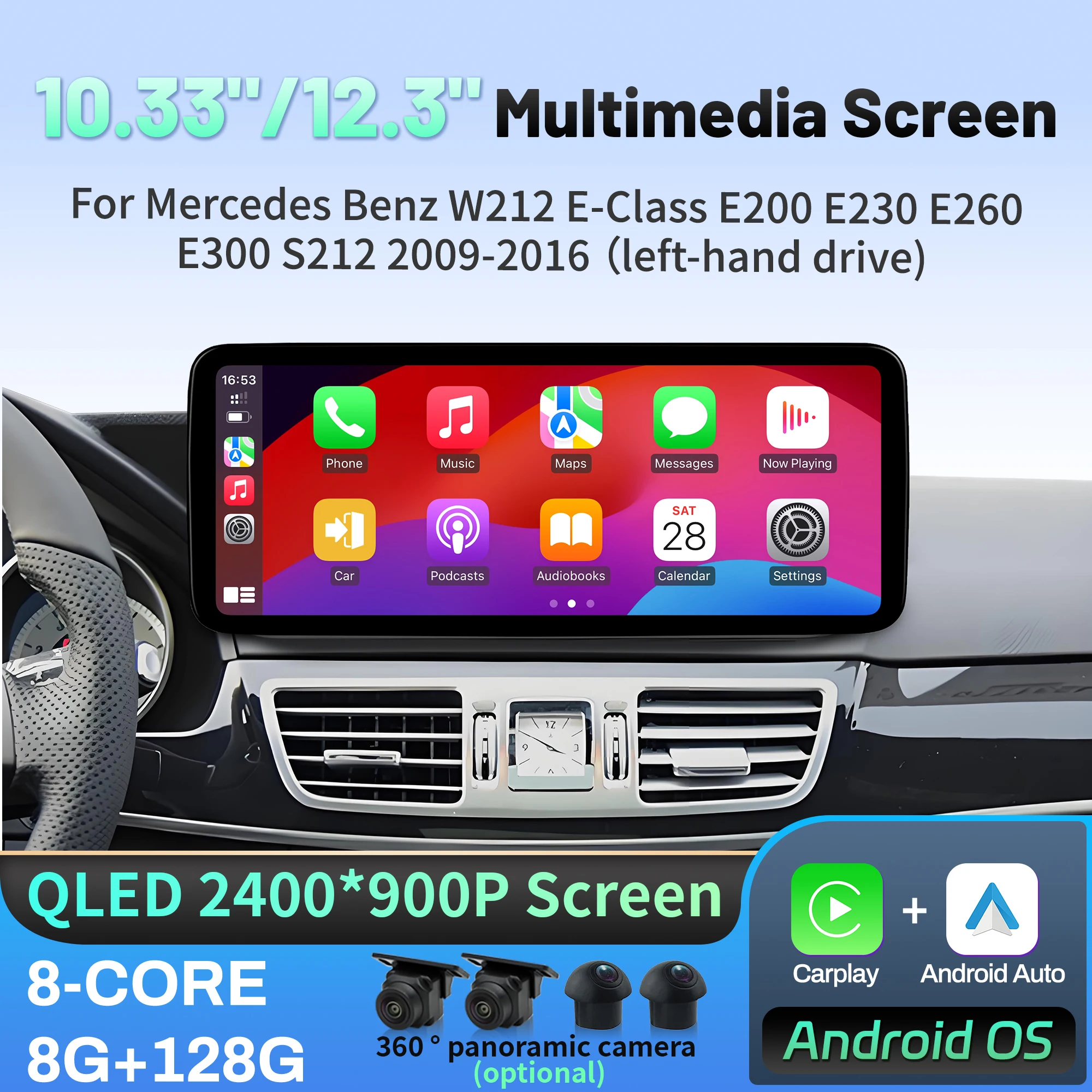 10.33"/12.3"LHD For Mercedes Benz W212 E-Class E200 E230 E260 E300 S212 2009-2016 Android 14 Car Radio Multimedia Carplay Screen
10.33"/12.3"LHD For Mercedes Benz W212 E-Class E200 E230 E260 E300 S212 2009-2016 Android 14 Car Radio Multimedia Carplay Screen