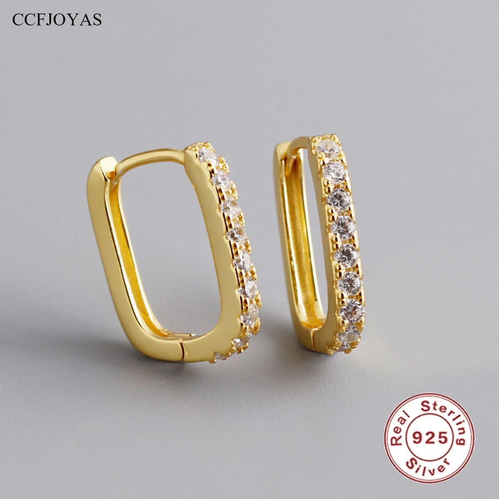 CCFJOYAS High Quality 925 Sterling Silver Rectangle Hoop Earrings Women Clear Zircon Gold Silver color Earrings Fine Jewelry
CCFJOYAS High Quality 925 Sterling Silver Rectangle Hoop Earrings Women Clear Zircon Gold Silver color Earrings Fine Jewelry