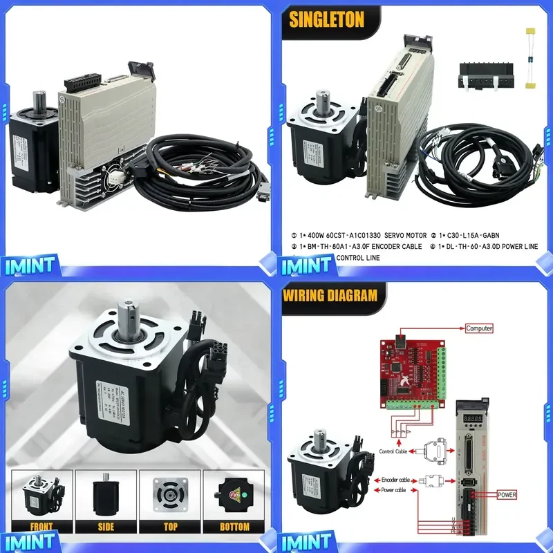 HLTNC 400W AC Servo Motor Kit 60CST-A1C01330 1.3Nm 3000RPM High Precision Servo Driver & Motor with Cables for CNC Router
HLTNC 400W AC Servo Motor Kit 60CST-A1C01330 1.3Nm 3000RPM High Precision Servo Driver & Motor with Cables for CNC Router