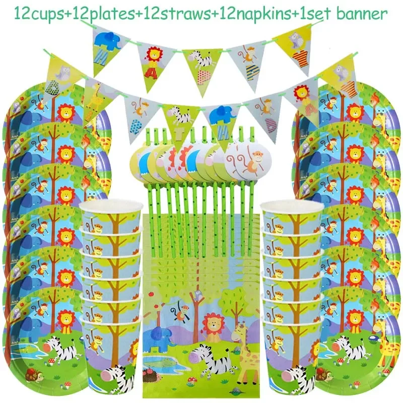Safari Party Tableware Set Birthday Party Decoration Kids Plate Cups Hats Tablecloth Straw Animal Jungle Birthday Decor Supplies
Safari Party Tableware Set Birthday Party Decoration Kids Plate Cups Hats Tablecloth Straw Animal Jungle Birthday Decor Supplies