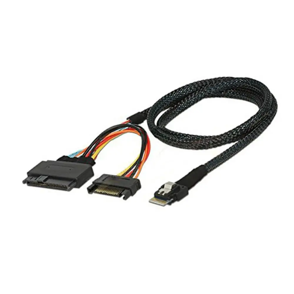 Mini SAS Slim SFF-8654 4I 38P To SAS 8639 U.2 Adapter Cable with SATA15P
Mini SAS Slim SFF-8654 4I 38P To SAS 8639 U.2 Adapter Cable with SATA15P