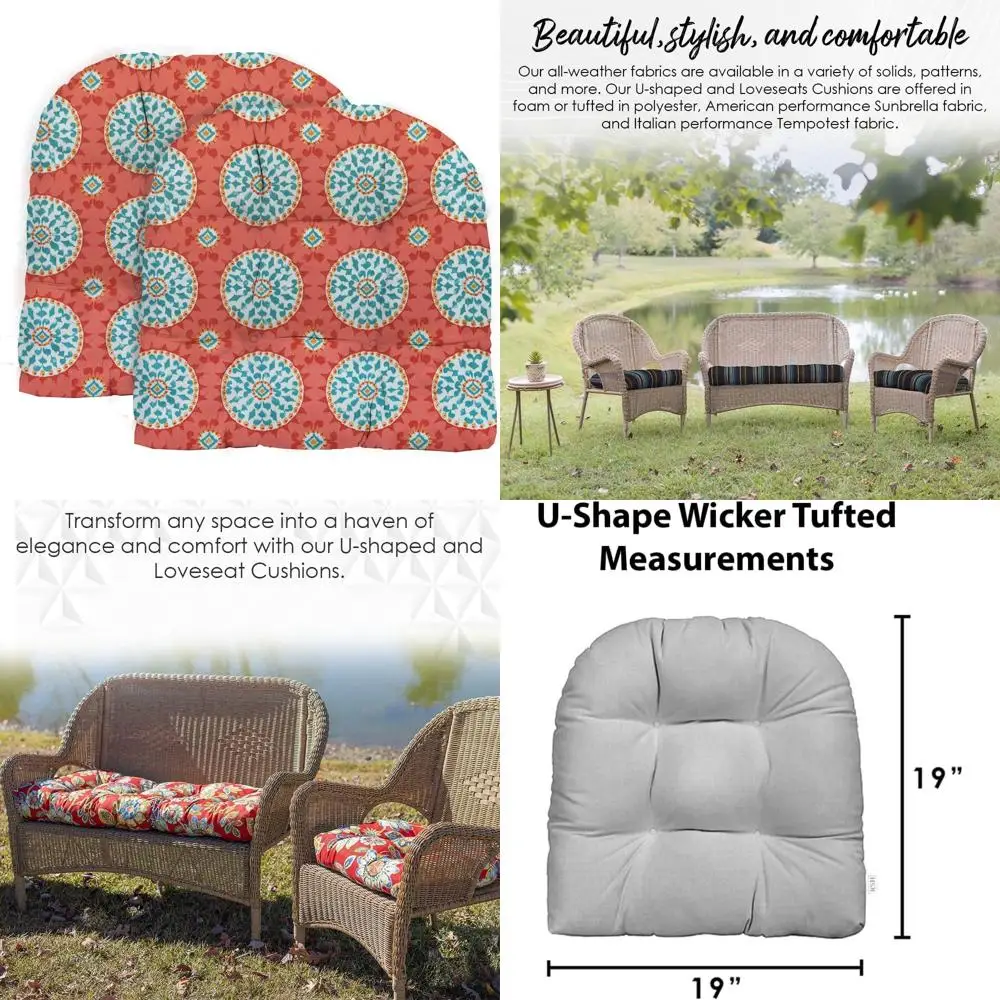 All-Weather Outdoor U-Shape Wicker Seat Cushions Set, 19x19 Inches, Water-Resistant Spun Fabric for Patio Chairs
All-Weather Outdoor U-Shape Wicker Seat Cushions Set, 19x19 Inches, Water-Resistant Spun Fabric for Patio Chairs