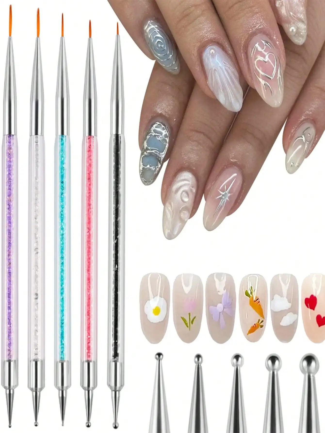 5pcs/Set Double-Ended Nail Art Dotting Pen Tool Kit, Includes Dotting Pens, Pink
5pcs/Set Double-Ended Nail Art Dotting Pen Tool Kit, Includes Dotting Pens, Pink