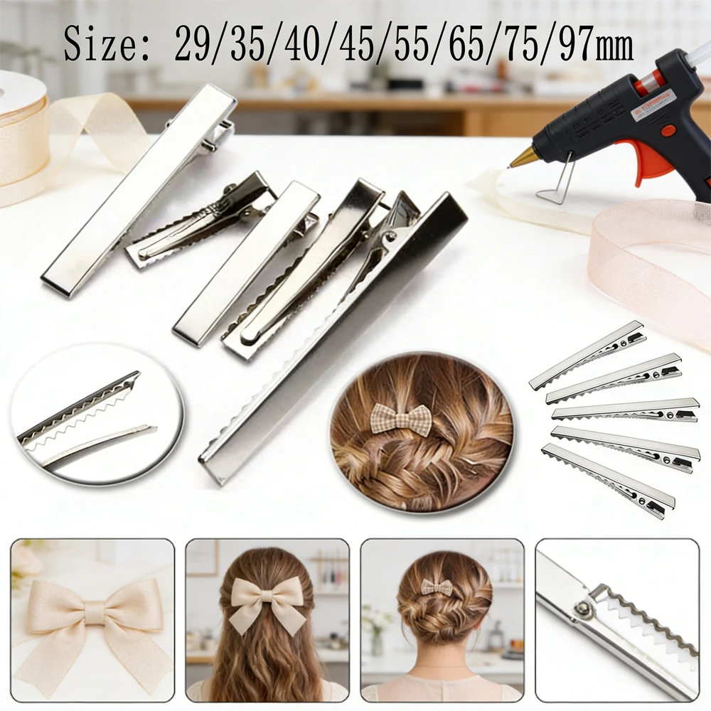 25-100Pcs DIY Hair Clip Base Kit, 29-97mm Flat Metal Single Prong Alligator Clips for Barrettes & Handmade Hair Accessories
25-100Pcs DIY Hair Clip Base Kit, 29-97mm Flat Metal Single Prong Alligator Clips for Barrettes & Handmade Hair Accessories