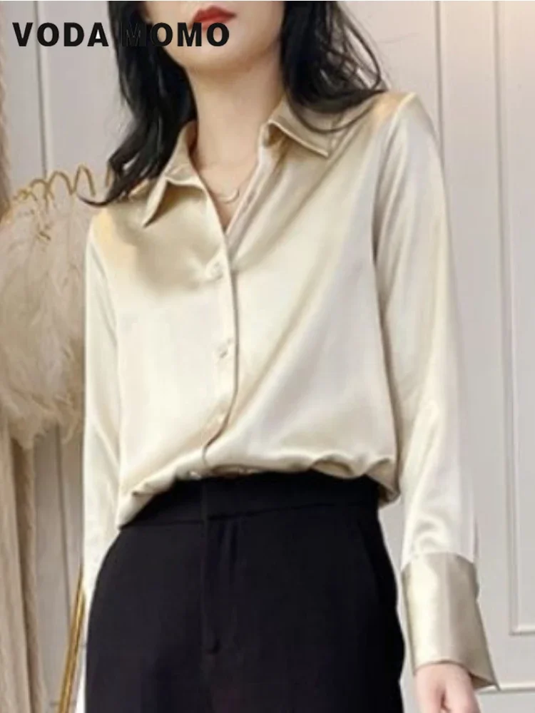 Long Sleeve Shirts Versatile Silk Satin Blouses Business Ladies Basic Daily Women Shirt Elegant Office Button Up Commuting Wind
Long Sleeve Shirts Versatile Silk Satin Blouses Business Ladies Basic Daily Women Shirt Elegant Office Button Up Commuting Wind