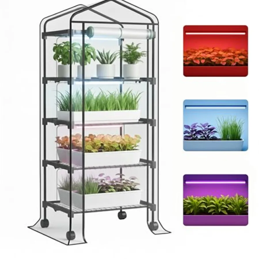 Mini Indoor Greenhouse with Grow Light - Portable Outdoor Plant Garden Cabinet with Wheels 4 Tier Shelves 4 LED Dimmable 3-Colo
Mini Indoor Greenhouse with Grow Light - Portable Outdoor Plant Garden Cabinet with Wheels 4 Tier Shelves 4 LED Dimmable 3-Colo