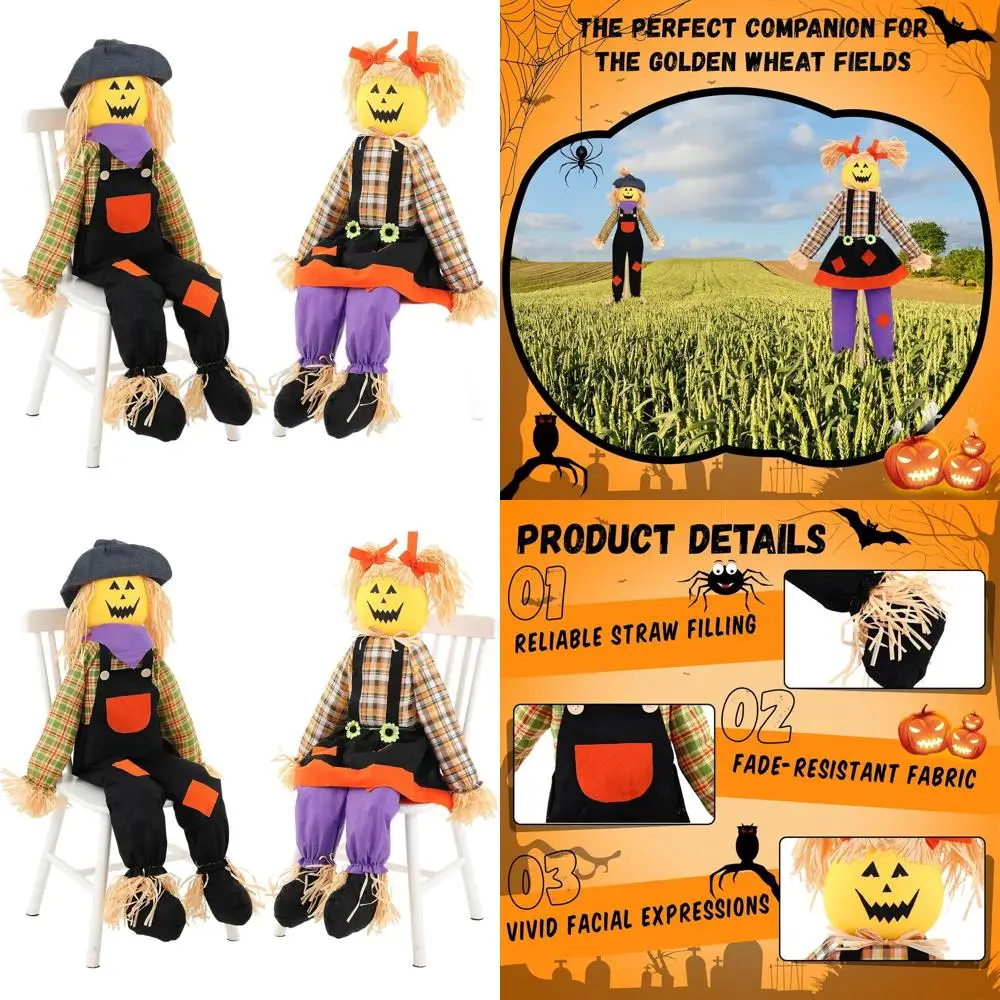 60 Halloween Pumpkin Scarecrow with Sitting Ghost, Outdoor Fall & Thanksgiving Decor for Farmhouse Porch
60 Halloween Pumpkin Scarecrow with Sitting Ghost, Outdoor Fall & Thanksgiving Decor for Farmhouse Porch