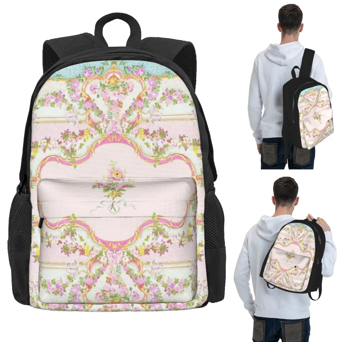 French Rococo Floral Watercolor Panel Student Backpack School Bag Hiking Travel Daypack for Boys Girls Bookbag Shoulder Bags
French Rococo Floral Watercolor Panel Student Backpack School Bag Hiking Travel Daypack for Boys Girls Bookbag Shoulder Bags
