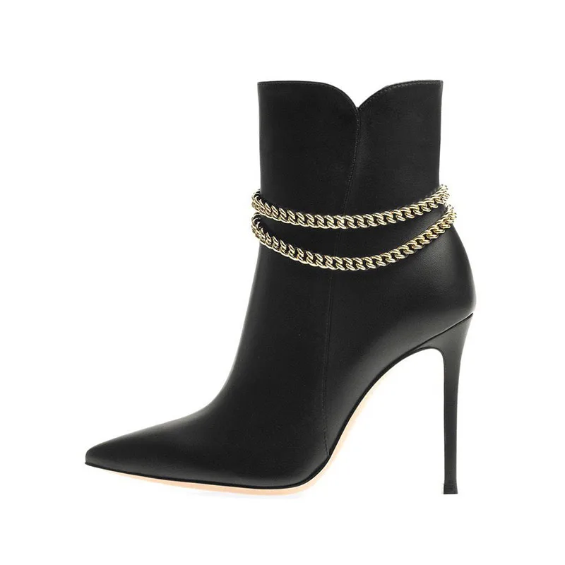 Arden Furtado Autumn Simple style Pointed toe Super high heel Side zipper Short boots Sexy Thin heels Metal chain Modern boots
Arden Furtado Autumn Simple style Pointed toe Super high heel Side zipper Short boots Sexy Thin heels Metal chain Modern boots