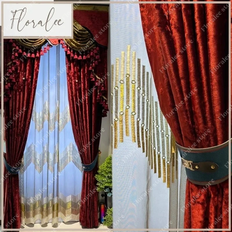 Customized Red Luster Embroidery Window Screen Velvet Thickened Curtains For Living Room Bedroom French Balcony Window Villa
Customized Red Luster Embroidery Window Screen Velvet Thickened Curtains For Living Room Bedroom French Balcony Window Villa