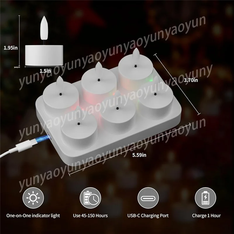 B62B-Rechargeable Flameless Tea Lights Candles with Charging Station 6Pcs Battery Tea Lights Candles with Remote & Timer
B62B-Rechargeable Flameless Tea Lights Candles with Charging Station 6Pcs Battery Tea Lights Candles with Remote & Timer