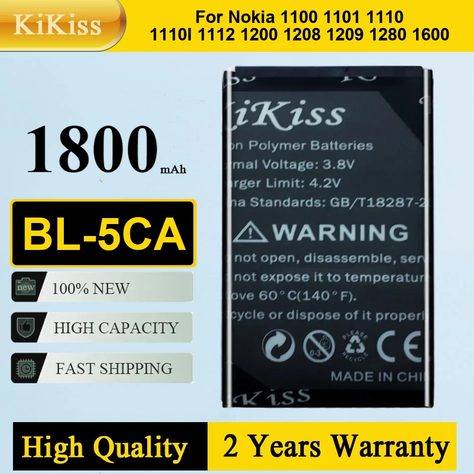 Литий-ионный аккумулятор BL-5CA для Nokia 1100 1101 1110 1110i 1112 1200 1208 1209 1280 1600
Литий-ионный аккумулятор BL-5CA для Nokia 1100 1101 1110 1110i 1112 1200 1208 1209 1280 1600