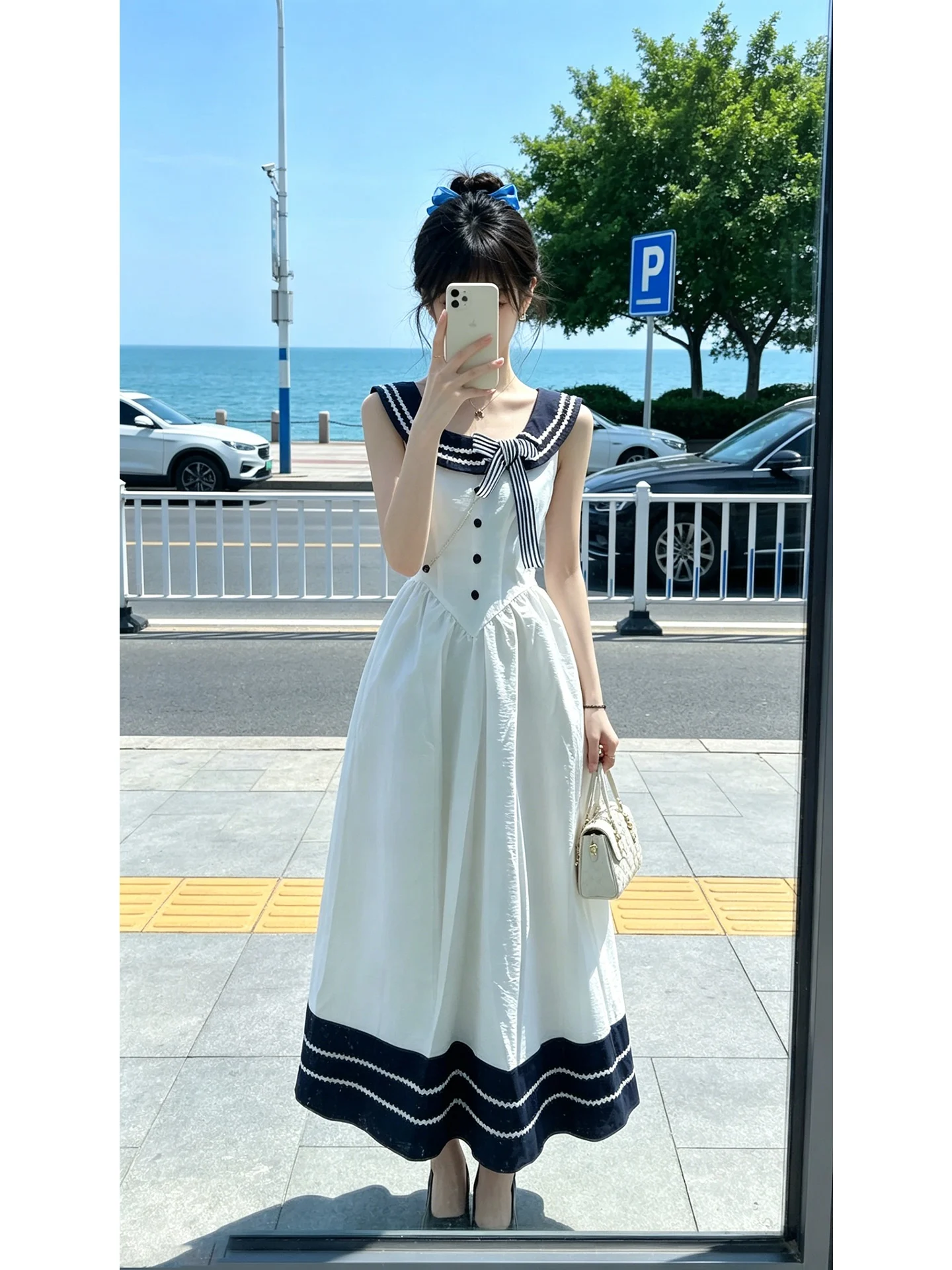 Summer New Style A-Line Midi Dress Navy Collar Color Block Slimming Sleeveless Women's Dress French Style Sweet Series
Summer New Style A-Line Midi Dress Navy Collar Color Block Slimming Sleeveless Women's Dress French Style Sweet Series