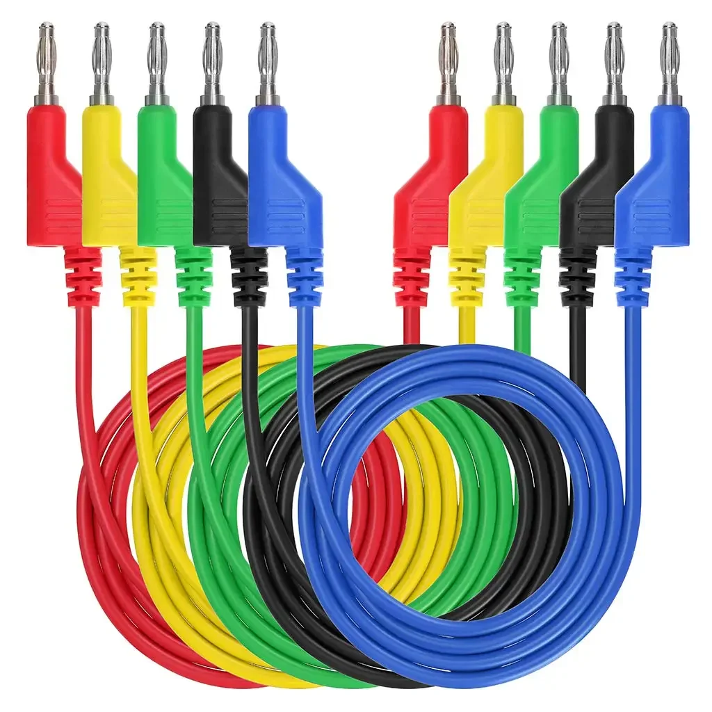 5pcs Banana to Banana Plug Test Lead Set 4mm Stackable Banana Plug Wire Test Cable Lead for Multimeter Electrical Test 1000V/15A
5pcs Banana to Banana Plug Test Lead Set 4mm Stackable Banana Plug Wire Test Cable Lead for Multimeter Electrical Test 1000V/15A