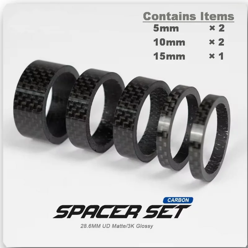 CS-001 Carbon Bicycle Spacer Set 1/8" 28.6MM 3K UD Matte/Glossy Headset Spacer MTB Road Bike Full Black Spacers Kit
CS-001 Carbon Bicycle Spacer Set 1/8" 28.6MM 3K UD Matte/Glossy Headset Spacer MTB Road Bike Full Black Spacers Kit