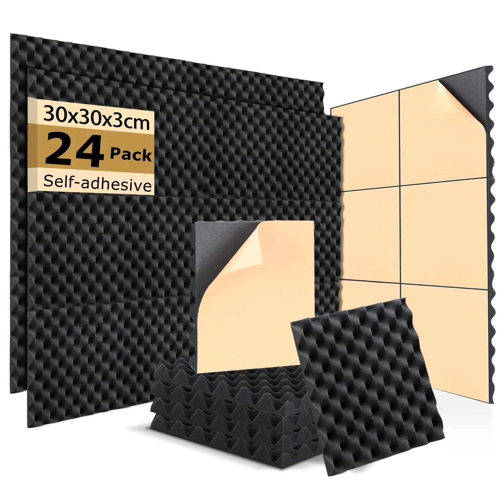 24Pcs Egg Trough Soundproof Foam Self-adhesive Acoustic Panels Sound Absorption Noise Insulation to Absorb Noise Eliminate Echo
24Pcs Egg Trough Soundproof Foam Self-adhesive Acoustic Panels Sound Absorption Noise Insulation to Absorb Noise Eliminate Echo