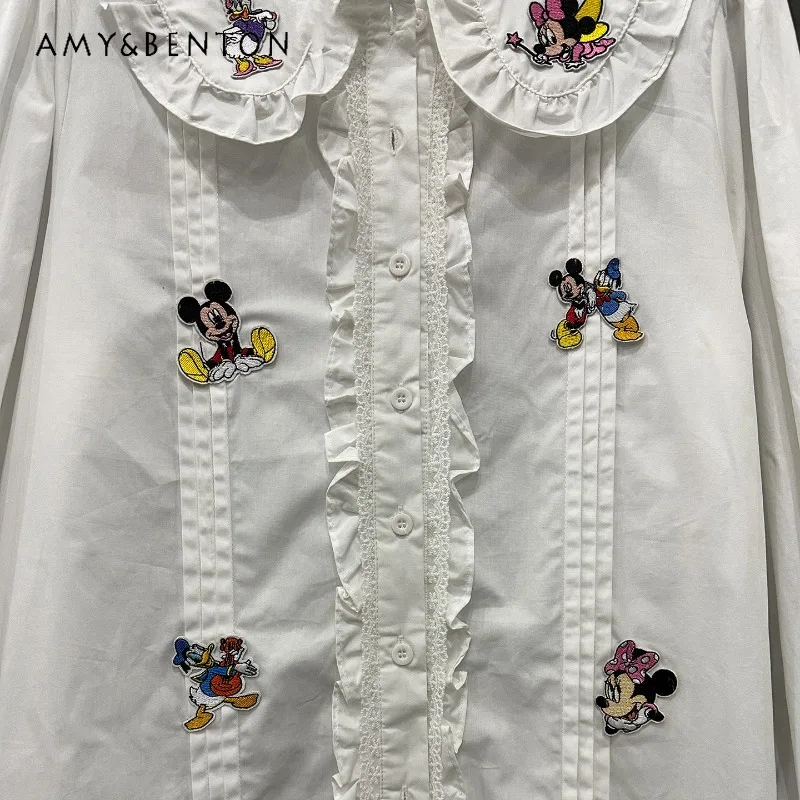 Popular Single-Breasted Top New Cartoon Design Doll Collar Long Sleeves Shirt For Women's Loose Casual Sweet Style Kawaii Blouse
Popular Single-Breasted Top New Cartoon Design Doll Collar Long Sleeves Shirt For Women's Loose Casual Sweet Style Kawaii Blouse