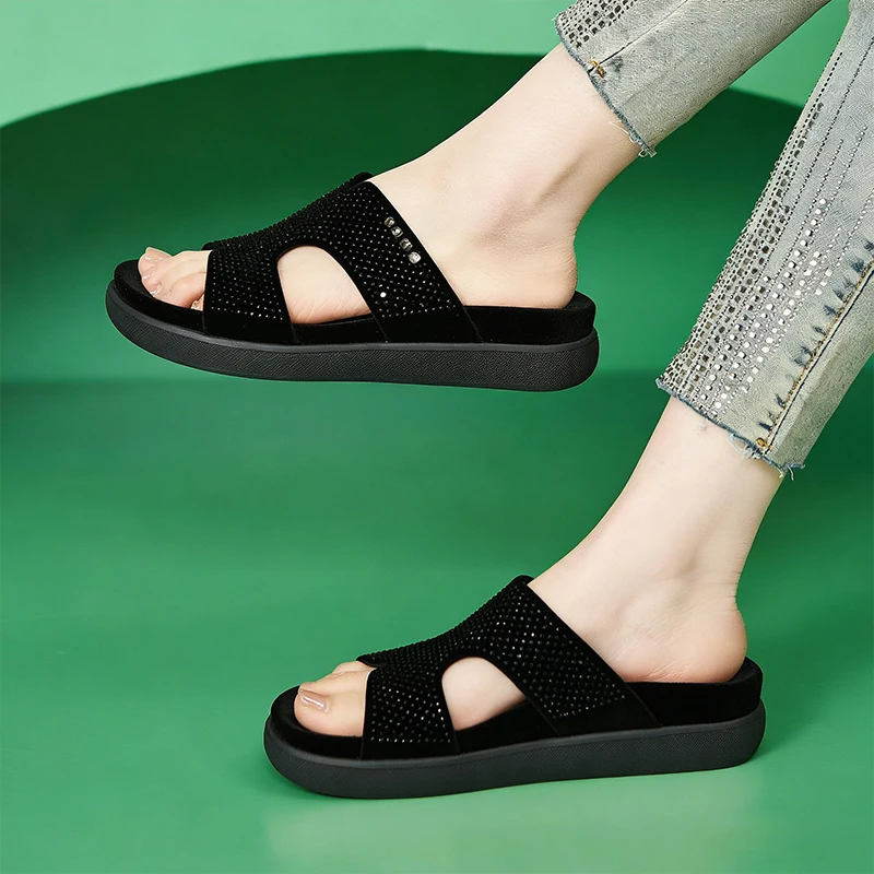 Sparkling Rhinestone Slide Sandals For Women Comfortable Platform Sole Breathable Open Toe Design For Summer Casual Wear
Sparkling Rhinestone Slide Sandals For Women Comfortable Platform Sole Breathable Open Toe Design For Summer Casual Wear