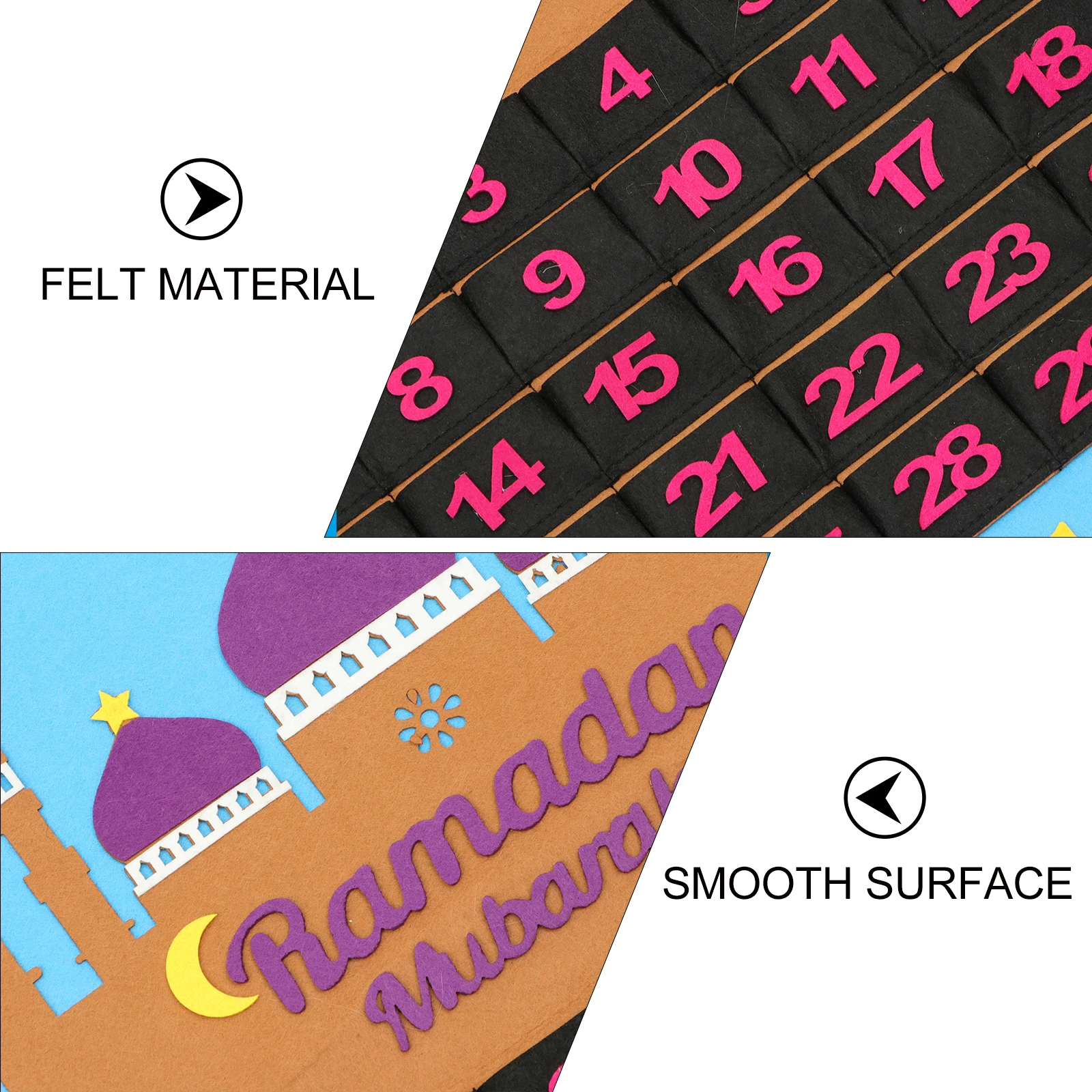 2pcs Ramadan Countdown Calendar Wall Hanging Decorative for Festival Home Felt Cloth ReusableEid Countdown Calendar
2pcs Ramadan Countdown Calendar Wall Hanging Decorative for Festival Home Felt Cloth ReusableEid Countdown Calendar