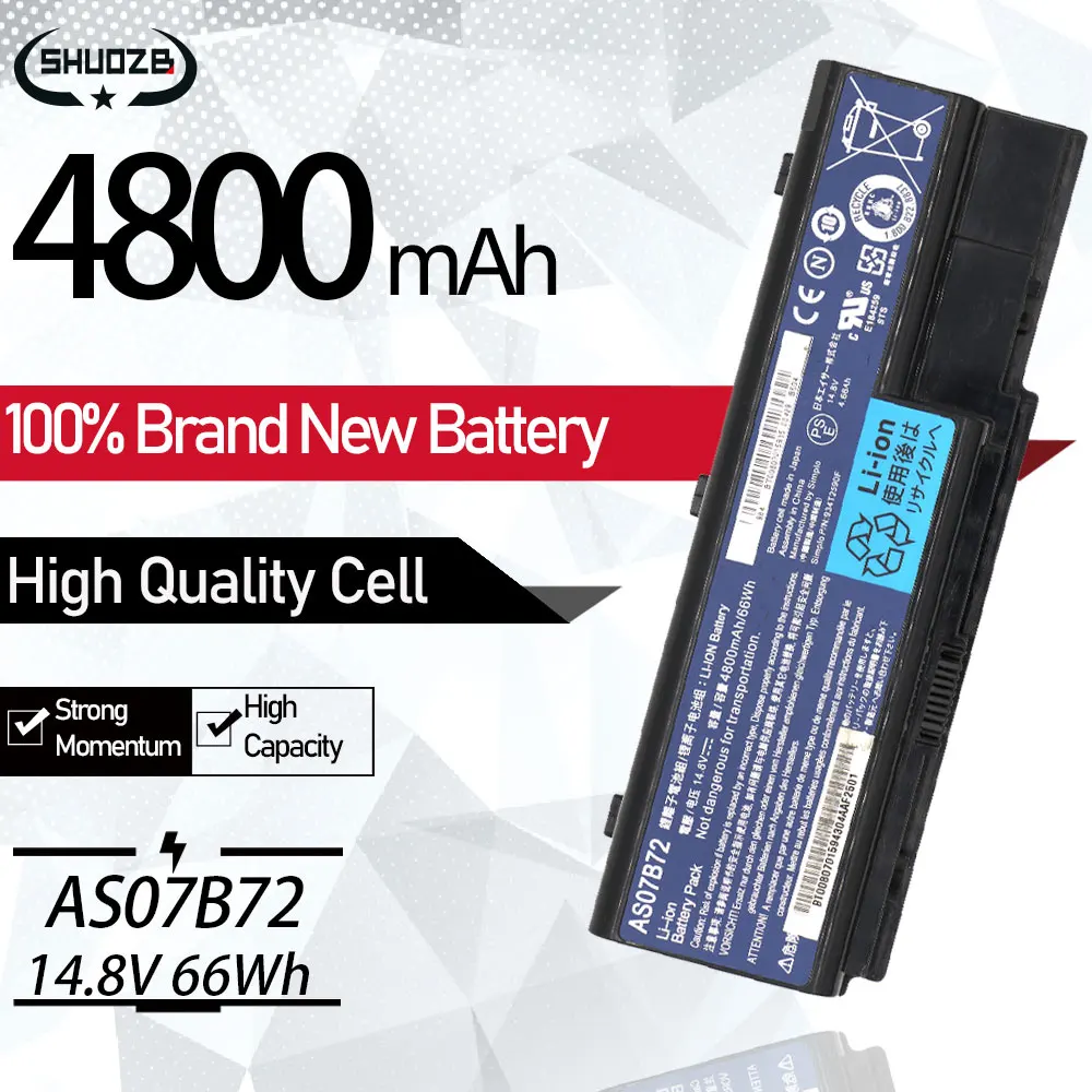 Новый аккумулятор AS07B72 для ноутбука Acer Aspire 5520 5720 5920 6920 6920G 7520 7720 7720G 7720Z серия CONIS72 AS07B31 AS07B41 AS07B42
Новый аккумулятор AS07B72 для ноутбука Acer Aspire 5520 5720 5920 6920 6920G 7520 7720 7720G 7720Z серия CONIS72 AS07B31 AS07B41 AS07B42