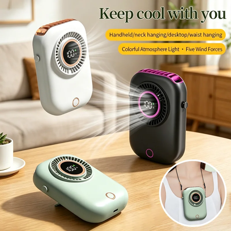 Hanging Neck Fan Digital Display RGB Lights Ultralight Air Cooler Bladeless CoolingSports Travel Travelling Shopping Mini Size
Hanging Neck Fan Digital Display RGB Lights Ultralight Air Cooler Bladeless CoolingSports Travel Travelling Shopping Mini Size