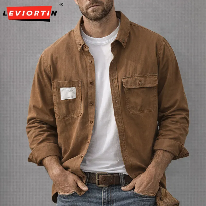 Men's Workwear Long-Sleeve Shirt Fashion Loose-Fit Artistic Cotton Shirts Man Double Pockets Button Down Cargo Shirt Daily Wear
Men's Workwear Long-Sleeve Shirt Fashion Loose-Fit Artistic Cotton Shirts Man Double Pockets Button Down Cargo Shirt Daily Wear