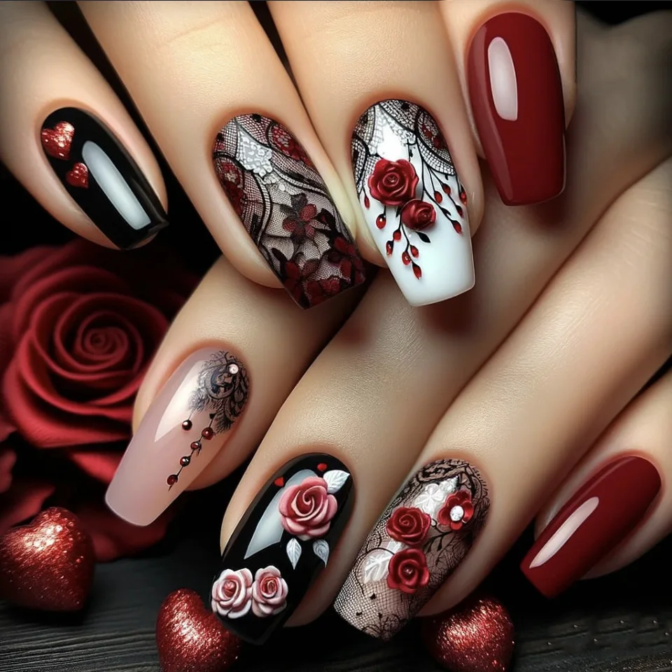 24PCS Wine Red Armor Wearable Nails Flowers Design Valentines Day Manicure Rose Lover Fake Nails Press on False Nails for Women
24PCS Wine Red Armor Wearable Nails Flowers Design Valentines Day Manicure Rose Lover Fake Nails Press on False Nails for Women