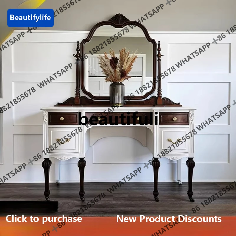 D183 French retro solid wood dresser bedroom carved makeup table with mirror high-end writing table
D183 French retro solid wood dresser bedroom carved makeup table with mirror high-end writing table