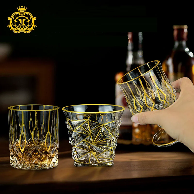Whiskey Glass Tumbler Golden Line Wine Whisky Glasses Golden Painted Crystal Barware Multi-Functional Beer Cocktail Cup
Whiskey Glass Tumbler Golden Line Wine Whisky Glasses Golden Painted Crystal Barware Multi-Functional Beer Cocktail Cup