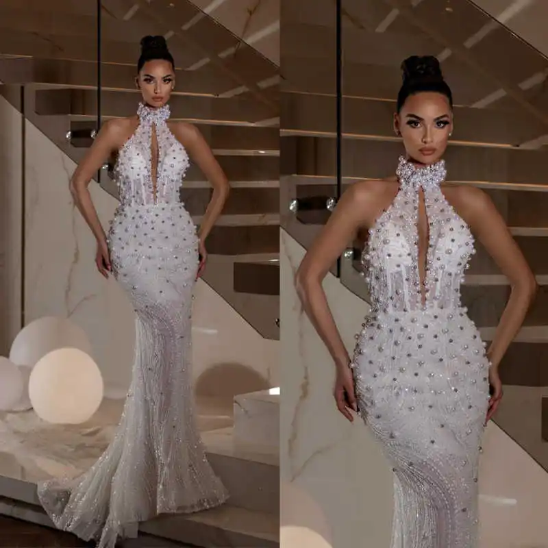 Gorgeous Mermaid Gown Wedding Dresses With Halter Special Occasion Gown Vestido De Noiva Customized
Gorgeous Mermaid Gown Wedding Dresses With Halter Special Occasion Gown Vestido De Noiva Customized