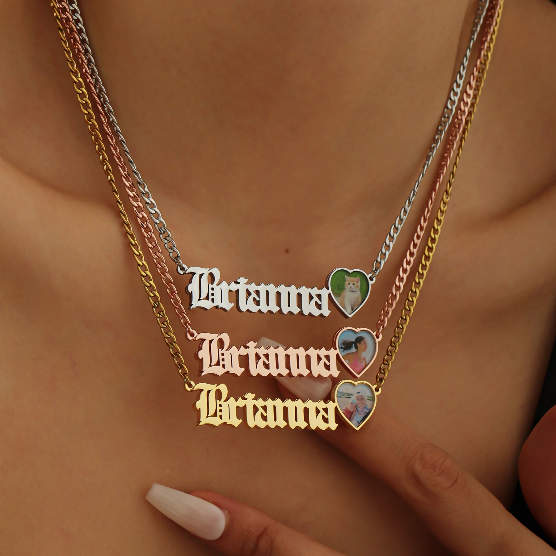 Custom Name Necklace Old English Style Waterproof Personalized Photo Acrylic Pendant Stainless Steel Jewelry Gift for Women Men
Custom Name Necklace Old English Style Waterproof Personalized Photo Acrylic Pendant Stainless Steel Jewelry Gift for Women Men
