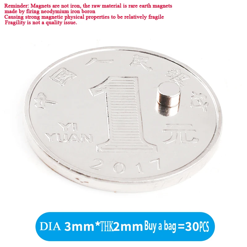 Super Strong Magnet 3x2mm 30pcs Round Magnetic NdFeB Neodymium magnet Powerful Disc imanes 3*2MM
Super Strong Magnet 3x2mm 30pcs Round Magnetic NdFeB Neodymium magnet Powerful Disc imanes 3*2MM