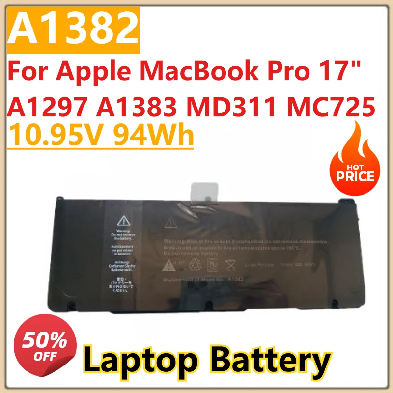 New 95WH 10.95V Laptop Battery For Apple MacBook Pro 17" A1383 A1297 MD311 MC725
New 95WH 10.95V Laptop Battery For Apple MacBook Pro 17" A1383 A1297 MD311 MC725
