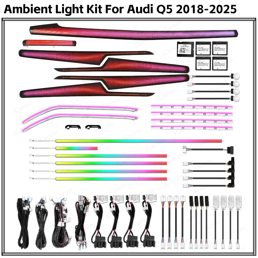 Обновленная версия с короткой колесной базой, светодиодное украшение для интерьера автомобиля для Audi Q5 2018-2024, аксессуары для атмосферных полос
Обновленная версия с короткой колесной базой, светодиодное украшение для интерьера автомобиля для Audi Q5 2018-2024, аксессуары для атмосферных полос