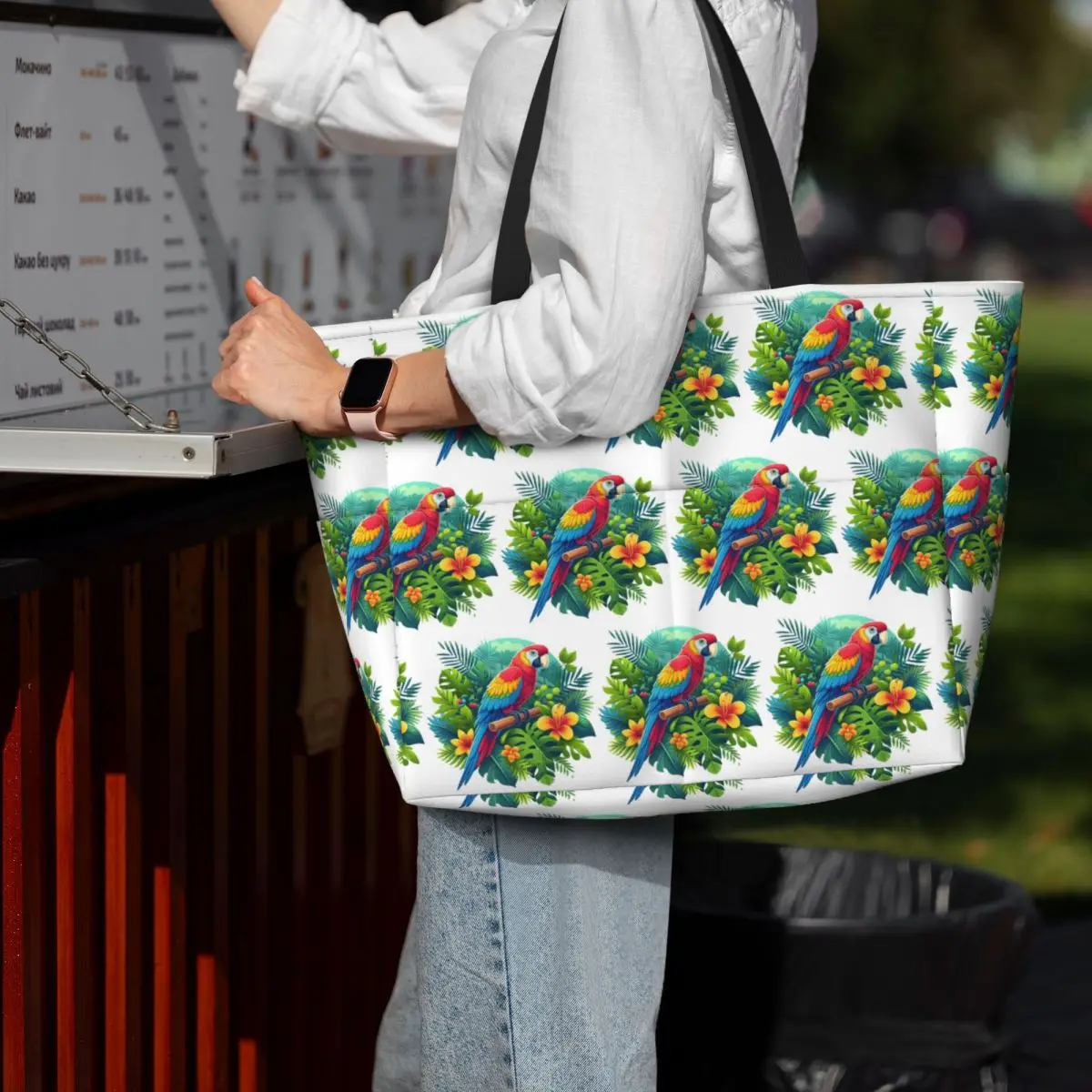 Colorful Tropical Parrot With Flowers Print Beach Tote Bag Sport Gym Yoga Duffle Large Tote Bag Women Travel Bag Fitness bag
Colorful Tropical Parrot With Flowers Print Beach Tote Bag Sport Gym Yoga Duffle Large Tote Bag Women Travel Bag Fitness bag
