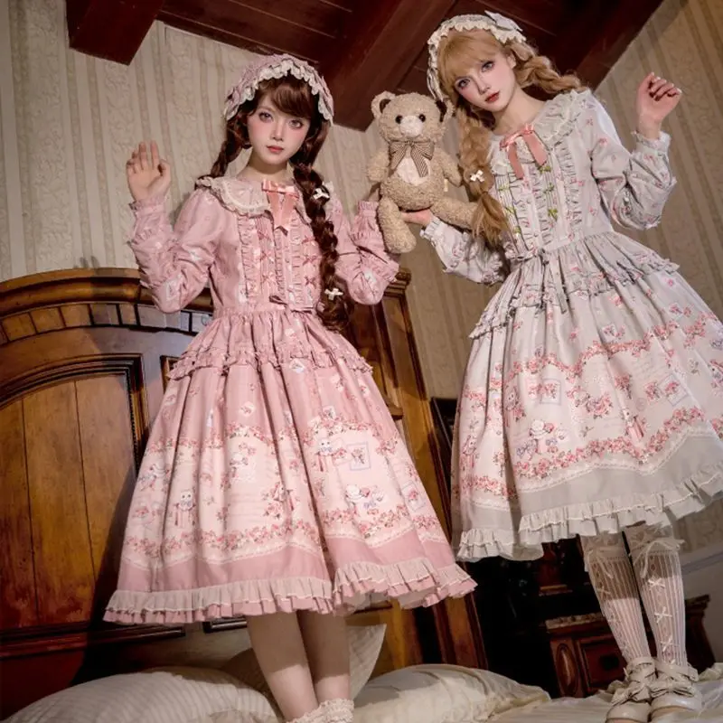 Japanese Lolita Style Large Size OP Dress Elegant Long-sleeved Printed Bow Slim Long Skirt Women Daily Tea Party Princess Dress
Japanese Lolita Style Large Size OP Dress Elegant Long-sleeved Printed Bow Slim Long Skirt Women Daily Tea Party Princess Dress
