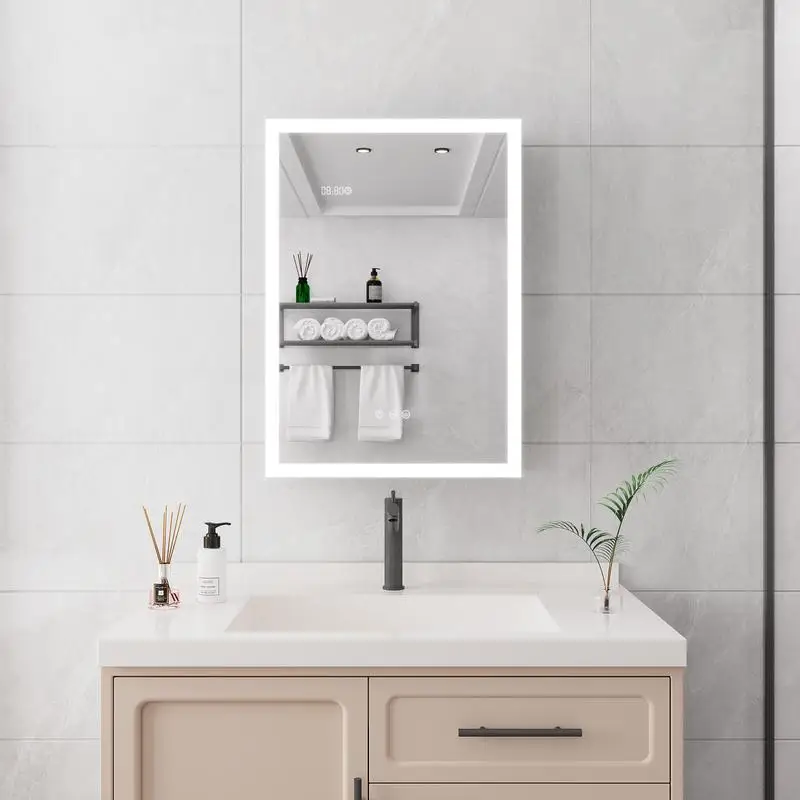 LED Lighted Medicine Cabinet with Mirror, 28x20 Inch, Defogger, Dimmer, Digital Clock & Temperature Display, Surface Mount
LED Lighted Medicine Cabinet with Mirror, 28x20 Inch, Defogger, Dimmer, Digital Clock & Temperature Display, Surface Mount