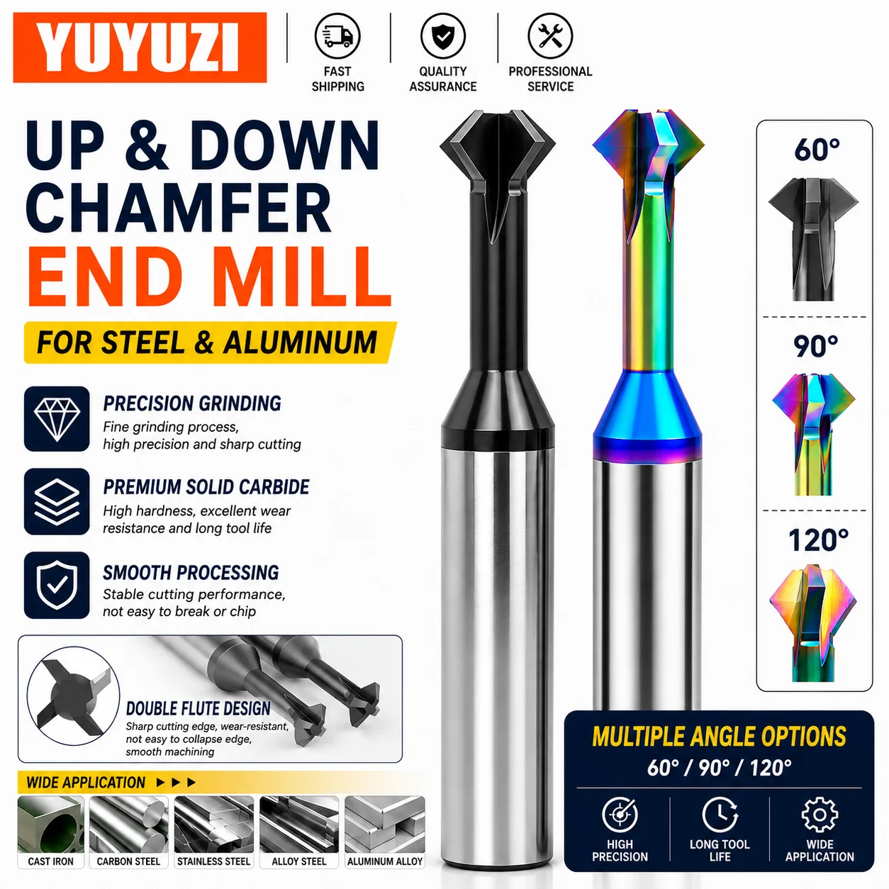 Carbide Up Down Chamfering Cutter 60/90/120 Degree Double Angle Chamfer Tool High Performance CNC End Mill for Metal Milling
Carbide Up Down Chamfering Cutter 60/90/120 Degree Double Angle Chamfer Tool High Performance CNC End Mill for Metal Milling