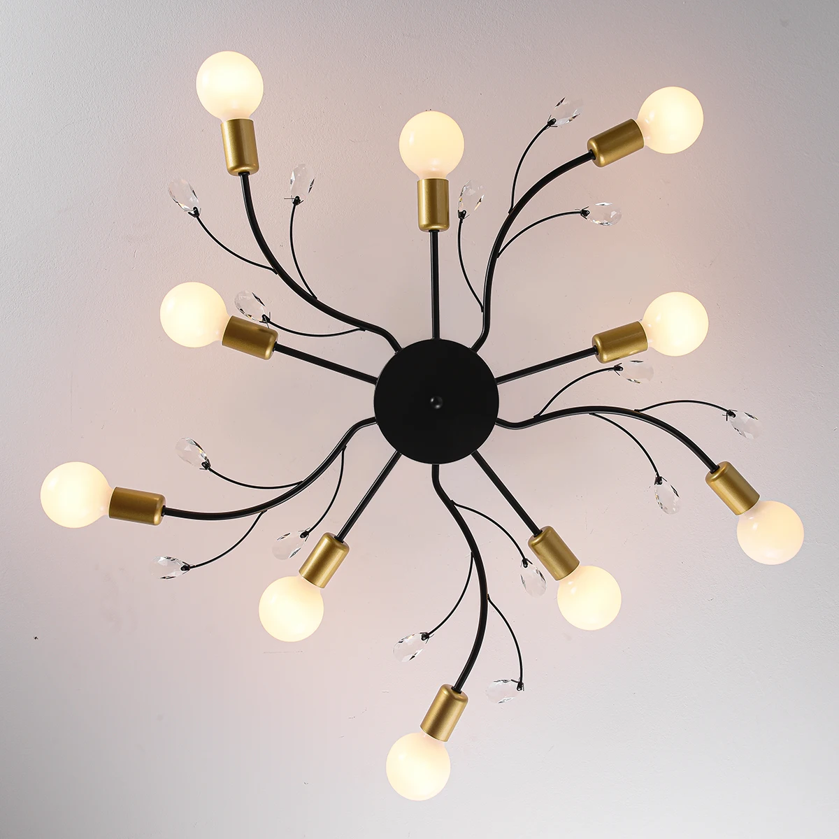 Modern Ceiling Light Fixture 10-Light Mid Century Metal Sputnik Semi Flush Mount Light Gold & Black Ceiling Lamp Bedroom
Modern Ceiling Light Fixture 10-Light Mid Century Metal Sputnik Semi Flush Mount Light Gold & Black Ceiling Lamp Bedroom