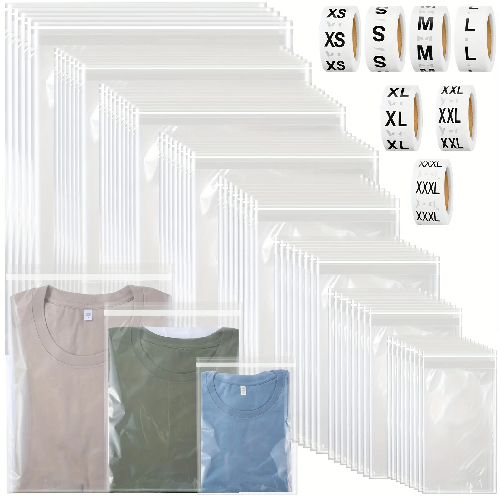 8 Sizes 800pcs Clear Poly Bags with 7 Rolls 3500pcs Clothing Size Stickers Labels Self Seal Clear Plastic Bags for Packaging Clothes Retail Small Business
8 Sizes 800pcs Clear Poly Bags with 7 Rolls 3500pcs Clothing Size Stickers Labels Self Seal Clear Plastic Bags for Packaging Clothes Retail Small Business