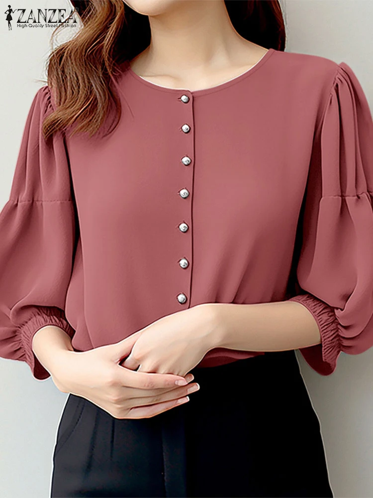 2025 ZANZEA Elegant 3/4 Lantern Sleeve Work Blouse Office Women Tops Summer Fashion Shirt Casual O Neck Buttons Holiday Blusas
2025 ZANZEA Elegant 3/4 Lantern Sleeve Work Blouse Office Women Tops Summer Fashion Shirt Casual O Neck Buttons Holiday Blusas