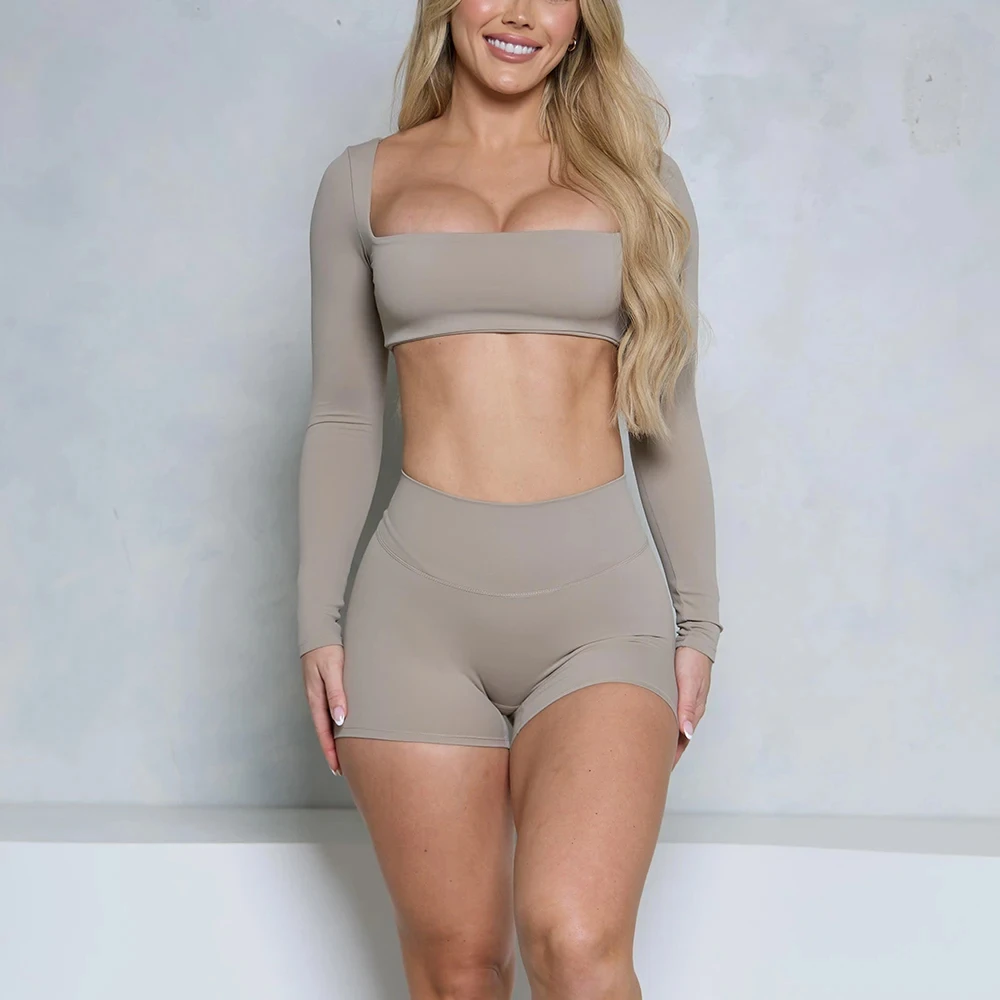 2025 Bum Square Neck Long Sleeve Short Set Women 2PCS Yoga Suit Sports Set Quick-Drying Gym Set Women Tracksuit Running Workout
2025 Bum Square Neck Long Sleeve Short Set Women 2PCS Yoga Suit Sports Set Quick-Drying Gym Set Women Tracksuit Running Workout