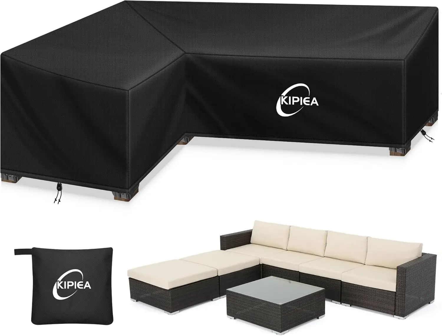 Patio L-Shaped Sectional Sofa Cover, Heavy-Duty 420D Oxford Fabric Outdoor Cover with 6 Windproof Buckles, Anti UV No Tears
Patio L-Shaped Sectional Sofa Cover, Heavy-Duty 420D Oxford Fabric Outdoor Cover with 6 Windproof Buckles, Anti UV No Tears