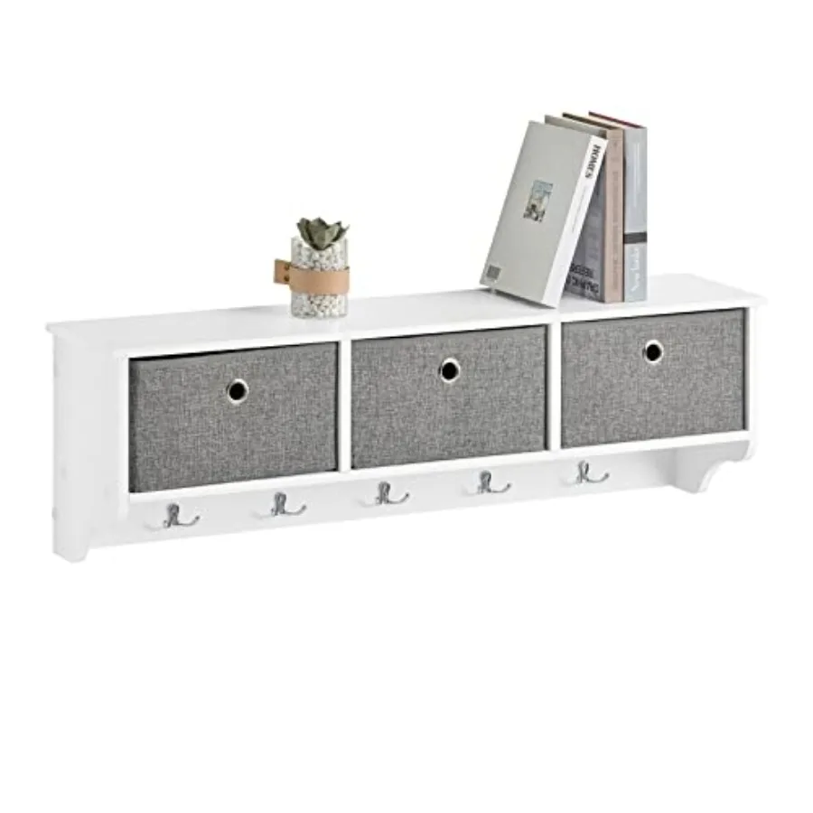 Wall Shelf with Hooks Coat Rack Wall Mounted with Shelf Entryway Wall Cubby Storage Cabinet Unit with 3 Baskets 5 Hooks Wihte F
Wall Shelf with Hooks Coat Rack Wall Mounted with Shelf Entryway Wall Cubby Storage Cabinet Unit with 3 Baskets 5 Hooks Wihte F