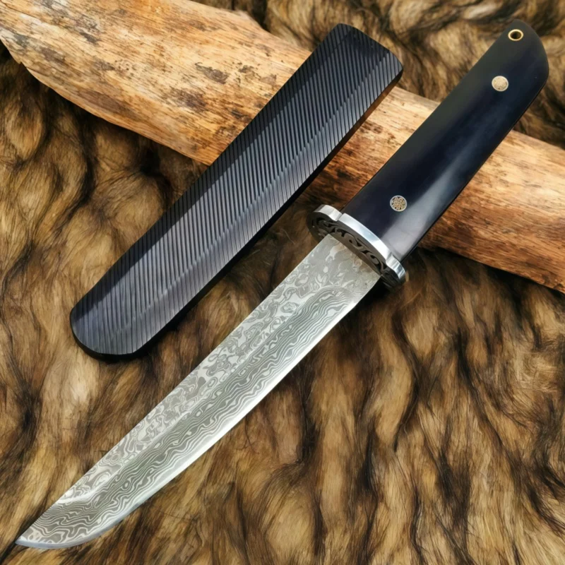 Damascus steel ebony knives, portable camping fruit knives, high hardness small straight knives
Damascus steel ebony knives, portable camping fruit knives, high hardness small straight knives