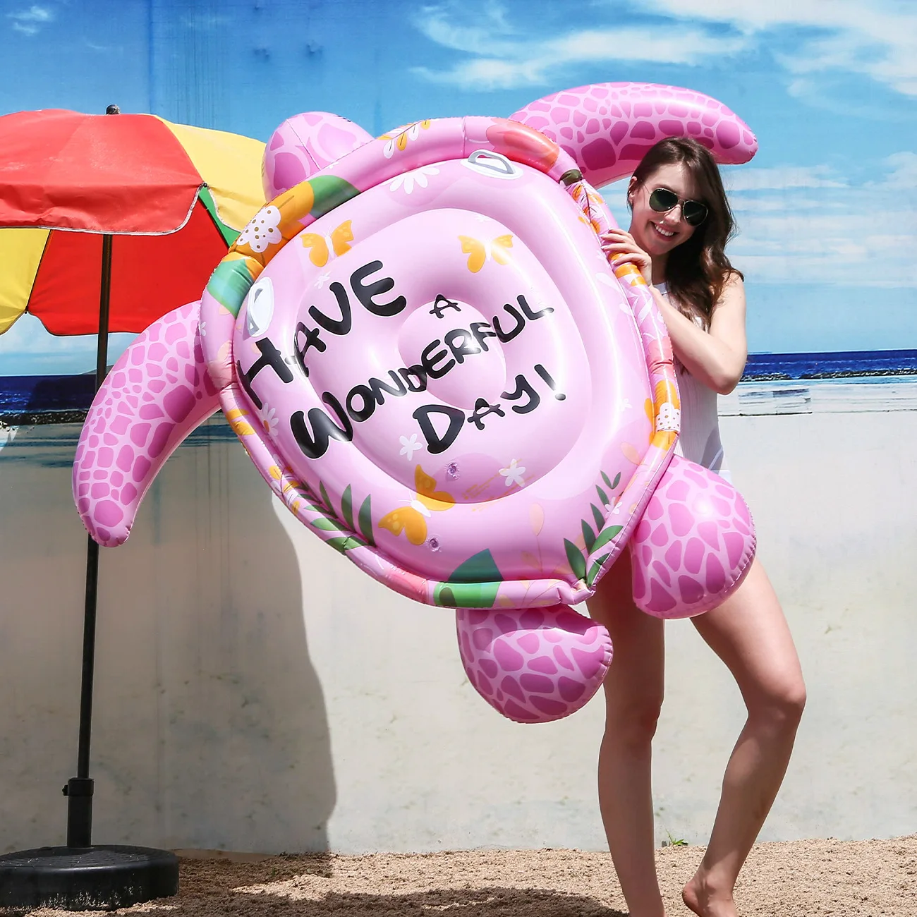 Adult inflatable pink turtle riding, large water float, water play toy, swimming circle, folding lounge chair
Adult inflatable pink turtle riding, large water float, water play toy, swimming circle, folding lounge chair